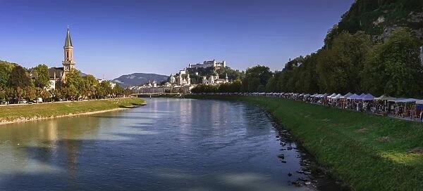Salzburg. A panoramic view of Salzburg from a bridge
