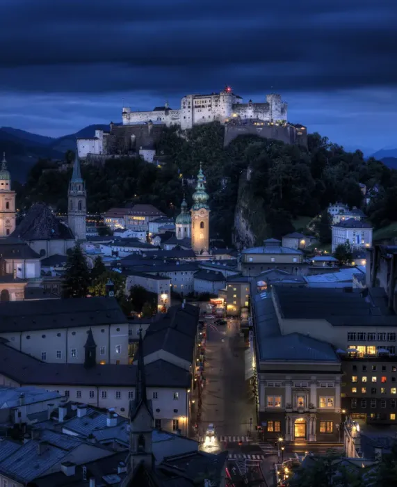 Framed Print : Salzburg and the Castle at Blue Hour Austria Framed Print : Salzburg and the Castle at Blue Hour Austria