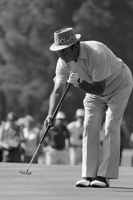 Framed Print : Sam Snead Bending to Putt During Masters Tournament Framed Print : Sam Snead Bending to Putt During Masters Tournament