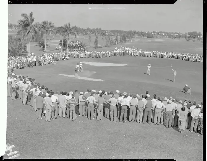 Framed Print : Sam Snead Blasting Out of Sand Trap at Miami Beach