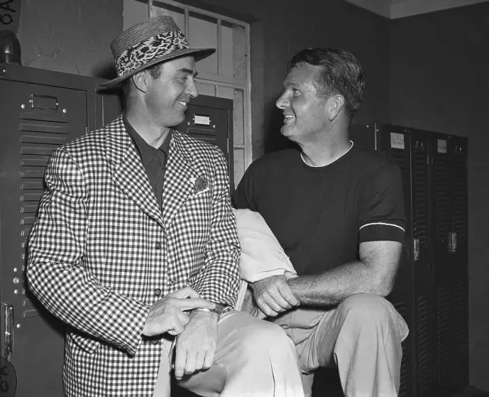 Framed Print : Sam Snead and Jimmy Demaret Talking in Locker Room Framed Print : Sam Snead and Jimmy Demaret Talking in Locker Room