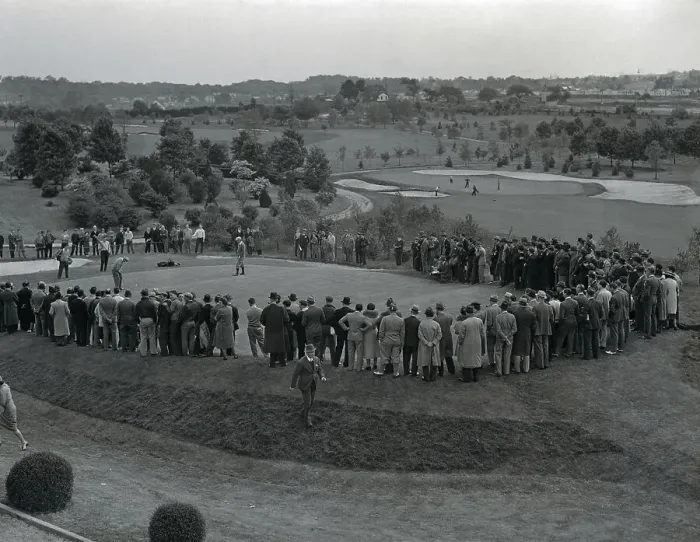 Framed Print : Sam Snead Playing Ninth Green in Metropolitan Open Framed Print : Sam Snead Playing Ninth Green in Metropolitan Open
