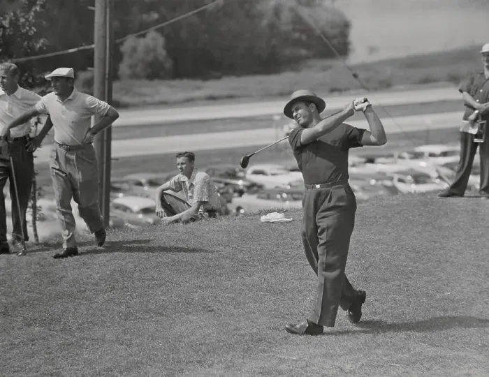 Framed Print : Sam Snead Swinging on The Golf Course Framed Print : Sam Snead Swinging on The Golf Course