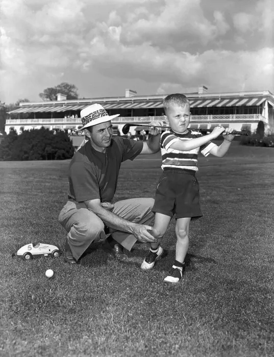 Framed Print : Sam Snead Teaching Son Golf Framed Print : Sam Snead Teaching Son Golf