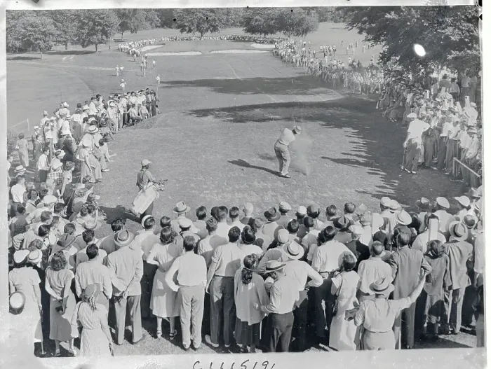 Framed Print : Sam Snead Teeing Off Before Crowd Framed Print : Sam Snead Teeing Off Before Crowd