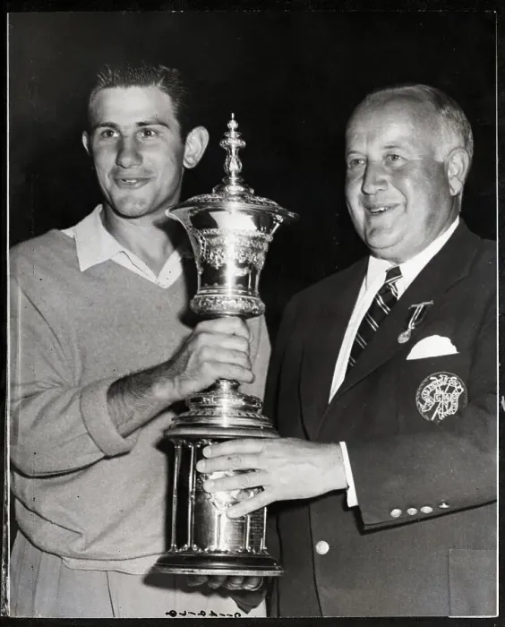 Framed Print : Sam Urzetta Receiving Golf Trophy