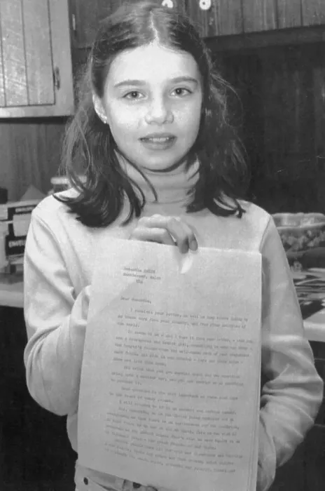 Framed Print : Samantha Smith Holding Letter Framed Print : Samantha Smith Holding Letter