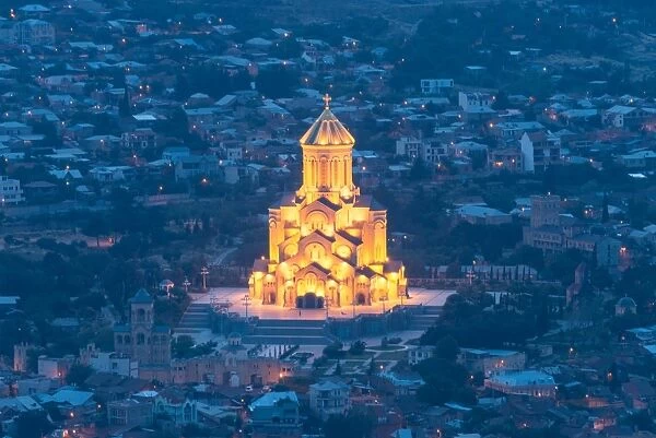 The Sameba cathedral at night, Tbilisi
