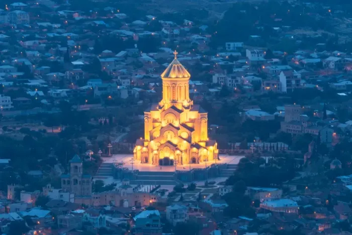Framed Print : The Sameba cathedral at night, Tbilisi Framed Print : The Sameba cathedral at night, Tbilisi
