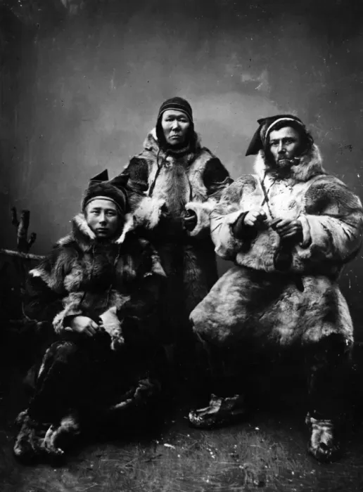 Framed Print : Sami. 1899: A Sami family in traditional fur clothing Framed Print : Sami. 1899: A Sami family in traditional fur clothing