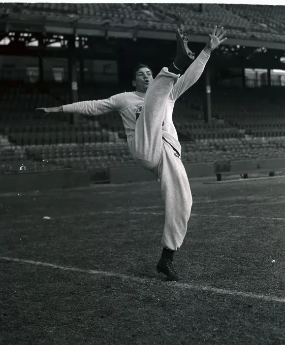 Framed Print : Sammy Baugh Practicing Kicking Framed Print : Sammy Baugh Practicing Kicking