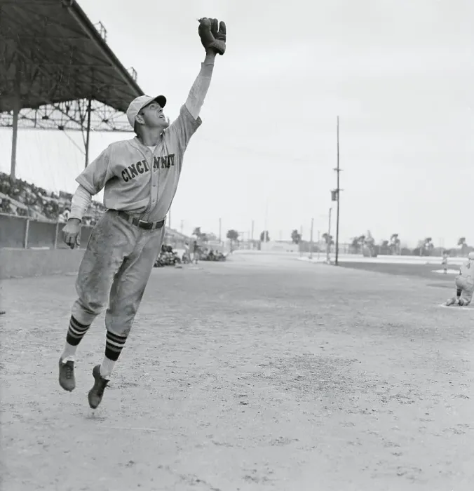 Framed Print : Sammy Byrd Reaching for Catch Framed Print : Sammy Byrd Reaching for Catch