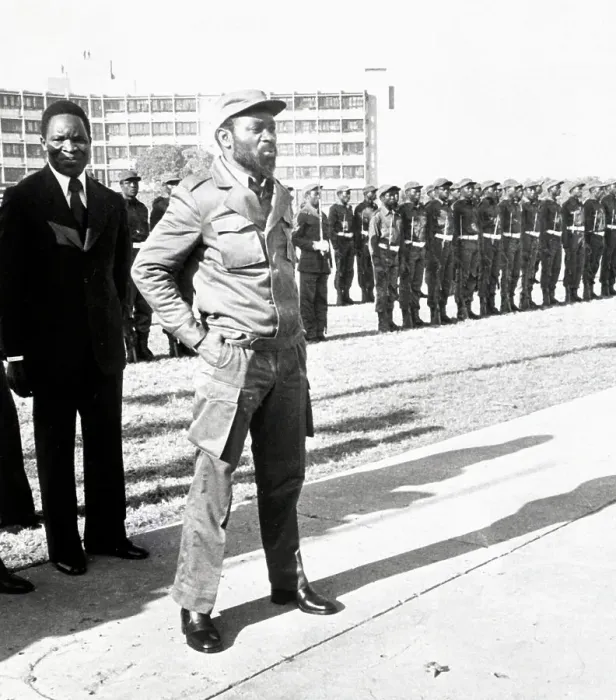Framed Print : Samora Machel Stands Before Military Framed Print : Samora Machel Stands Before Military