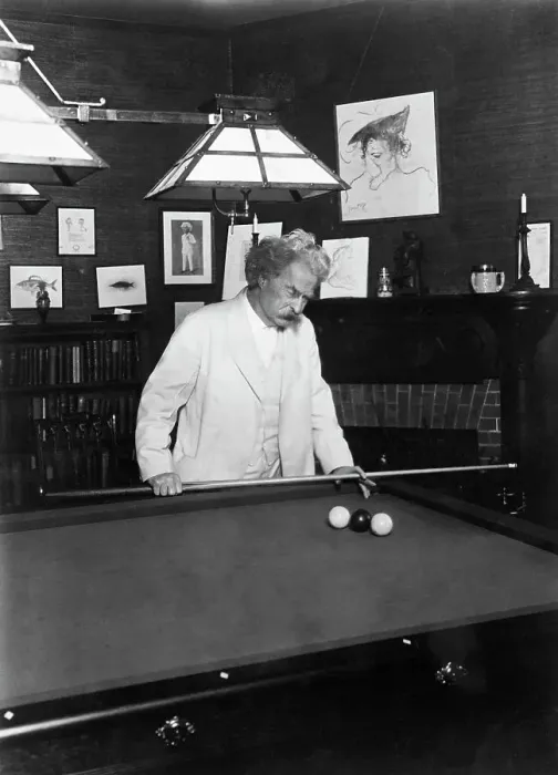 Framed Print : Samuel Clemens Playing Billiards