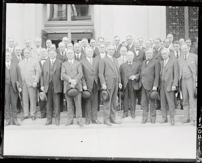 Framed Print : Samuel Gompers and Labor Leaders Posing on Steps Framed Print : Samuel Gompers and Labor Leaders Posing on Steps