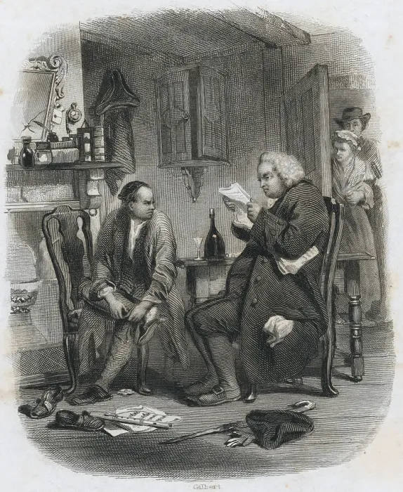 Framed Print : Samuel Johnson Reading Book Framed Print : Samuel Johnson Reading Book