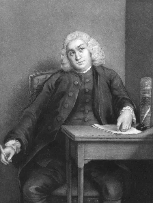 Framed Print : Samuel Johnson Thinking at Desk