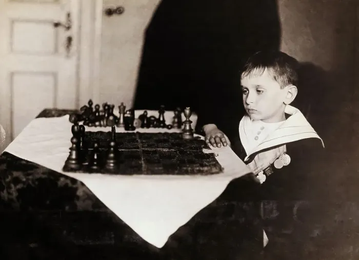 Framed Print : Samuel Rzeschewski Playing Chess