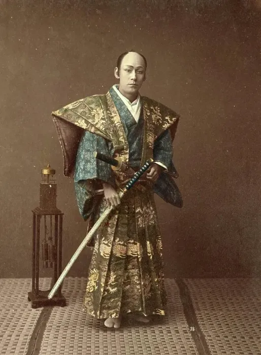 Framed Print : Samurai warrior with sword and uniform, fighter with distinguished clothing, around 1870, Japan, Historic, digitally restored reproduction from an original of the period Framed Print : Samurai warrior with sword and uniform, fighter with distinguished clothing, around 1870, Japan, Historic, digitally restored reproduction from an original of the period