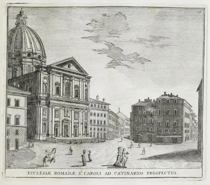 Framed Print : San Carlo di Catinari is a 17th century church in Rome, historic Rome, Italy, digital reproduction of an original 17th century painting, original date unknown