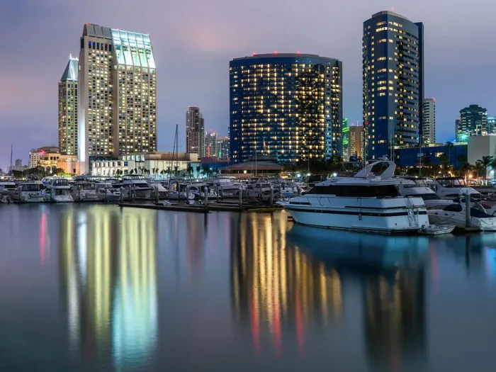 Framed Print : San Diego Waterfront At Embarcadero Marina