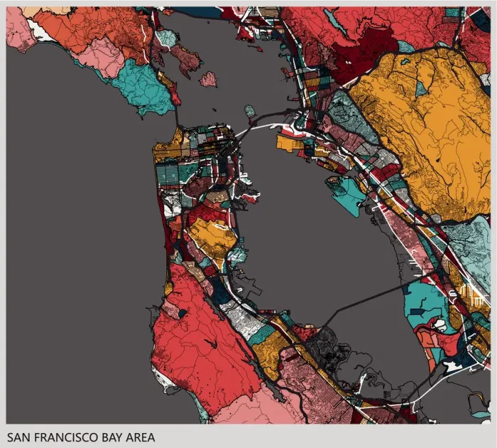 Framed Print : san francisco bay area art map Framed Print : san francisco bay area art map