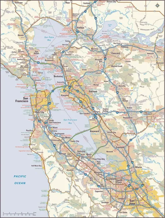 Framed Print : San Francisco, California area map Framed Print : San Francisco, California area map