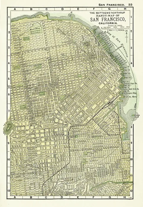 Framed Print : San Francisco map 1898 Framed Print : San Francisco map 1898