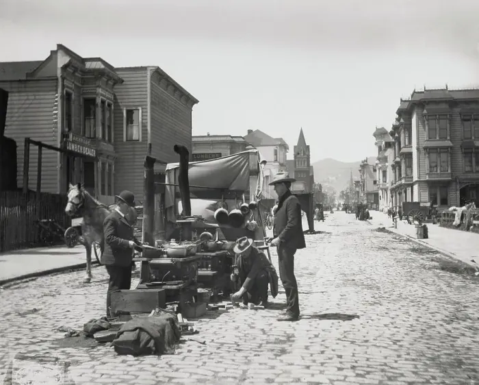 Framed Print : San Francisco Street Kitchen, 1906 Framed Print : San Francisco Street Kitchen, 1906
