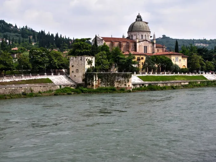 Framed Print : San Giorgio Church by River Adige Verona Italy Framed Print : San Giorgio Church by River Adige Verona Italy