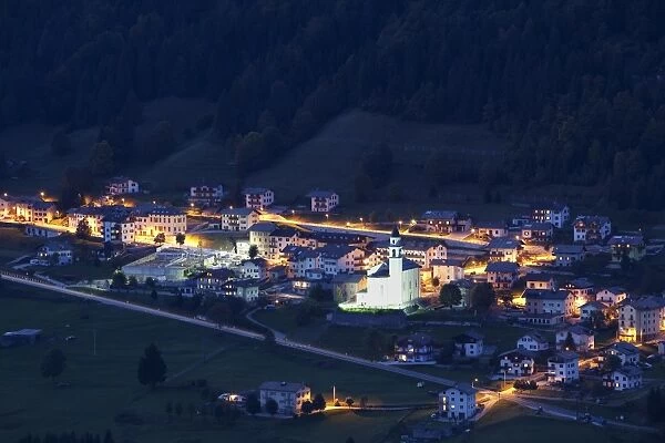 San Sebastiano at night, Folgaria, province of Trentino, Italy, Europe