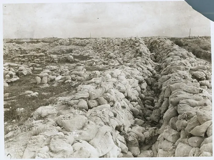 Framed Print : Sand Bags Lining World War I Trenches on Western Front Framed Print : Sand Bags Lining World War I Trenches on Western Front