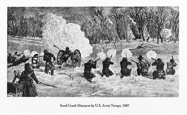 Sand Creek Massacre by U. S. Army Troops Engraving, 1887