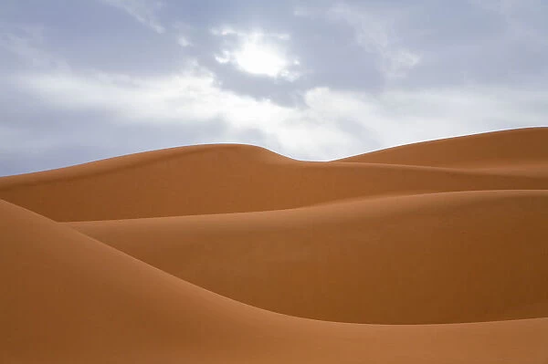 Sand dunes and clouds in the Libyan desert, Sahara, Libya, North Africa, Africa