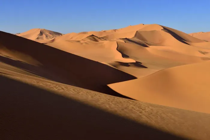 Framed Print : Sand dunes at Erg Mehejibad, Sahara, Erg Mehejibad, Immidir or Mouydir, Sahara, Tamanrasset Province, Algeria