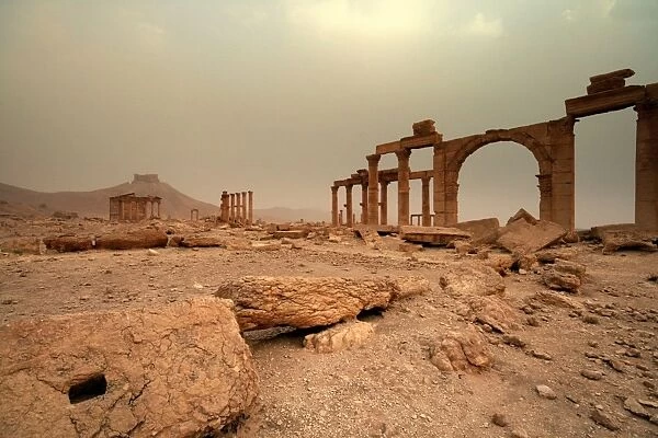 Sand storms sweeping across Palmyra, Syria