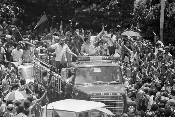 Framed Print : Sandinista Leaders Wave in Parade Framed Print : Sandinista Leaders Wave in Parade