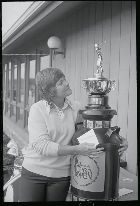 Framed Print : Sandra Haynie Holding Her Trophy