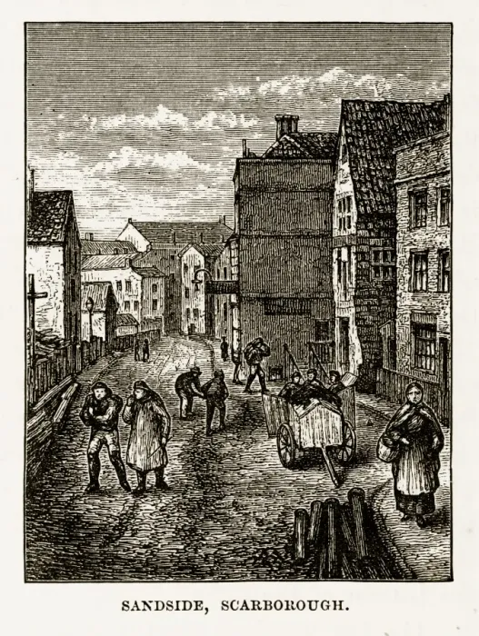 Framed Print : Sandside Scarborough in Yorkshire, England Victorian Engraving, Circa 1840