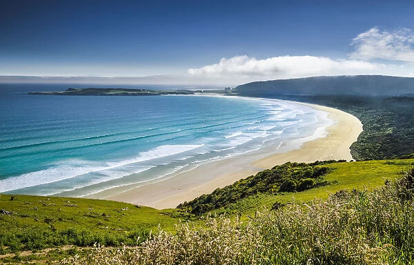 Sandy beach on the coast, Tautuku Bay, Catlins, South Island, New Zealand