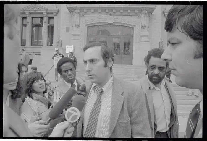 Framed Print : Sandy Frucher Speaking to Reporters Framed Print : Sandy Frucher Speaking to Reporters