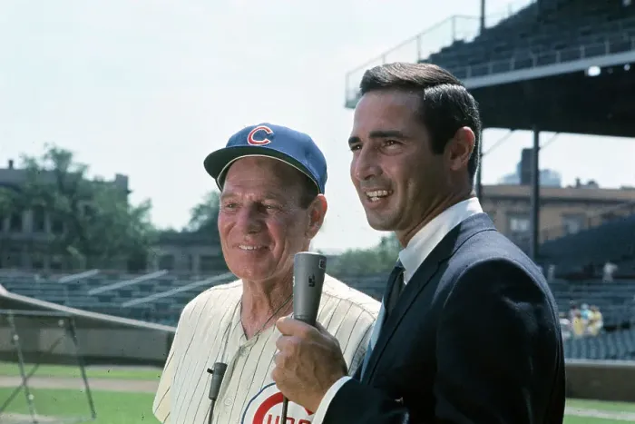 Framed Print : Sandy Koufax Interviewing Cubs Manager Leo Durocher Framed Print : Sandy Koufax Interviewing Cubs Manager Leo Durocher