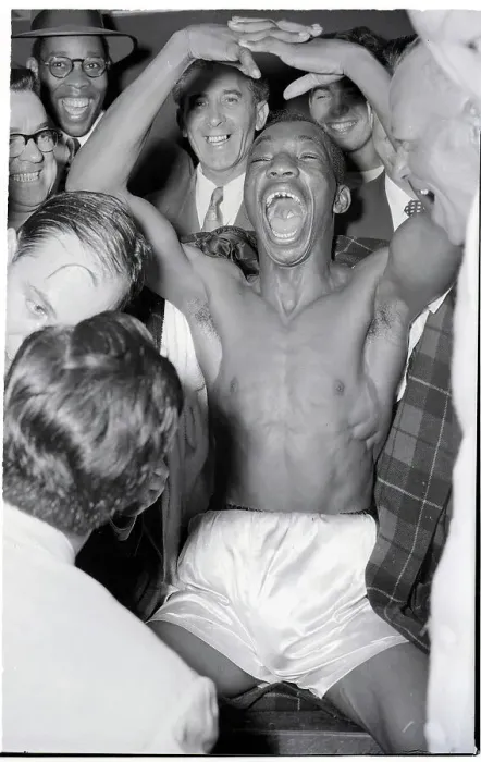 Framed Print : Sandy Saddler In Dressing Room Yelling Framed Print : Sandy Saddler In Dressing Room Yelling