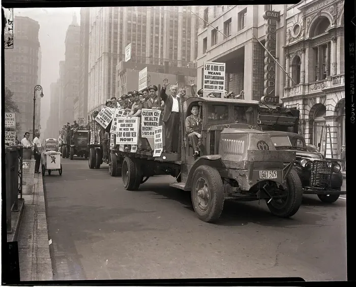 Framed Print : Sanitation Men in Trucks on Strike Framed Print : Sanitation Men in Trucks on Strike