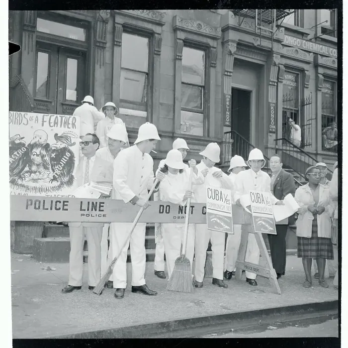 Framed Print : Sanitation Workers Cleaning a Street