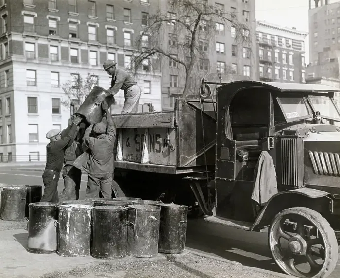 Framed Print : Sanitation Workers Lifting Garbage Can Framed Print : Sanitation Workers Lifting Garbage Can