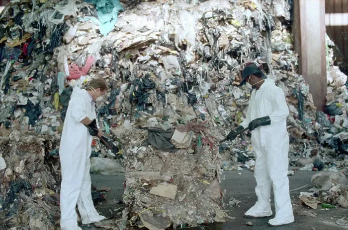 Framed Print : Sanitation Workers Picking Through Trash Heap Framed Print : Sanitation Workers Picking Through Trash Heap