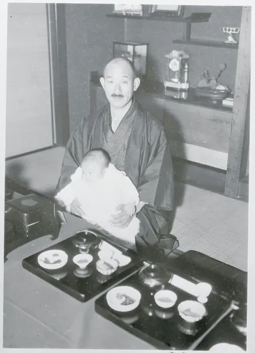 Framed Print : Sankichi Takahashi Holding His Grandson