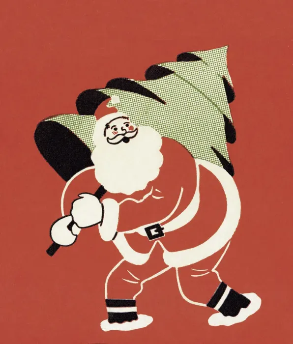 Framed Print : Santa Carrying Tree Framed Print : Santa Carrying Tree