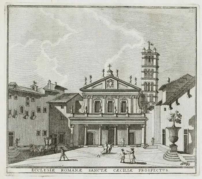 Framed Print : Santa Cecilia in Trastevere is a church dedicated to St. Cecilia in Rome, historic Rome, Italy, digital reproduction of a 17th century original, original date unknown Framed Print : Santa Cecilia in Trastevere is a church dedicated to St. Cecilia in Rome, historic Rome, Italy, digital reproduction of a 17th century original, original date unknown